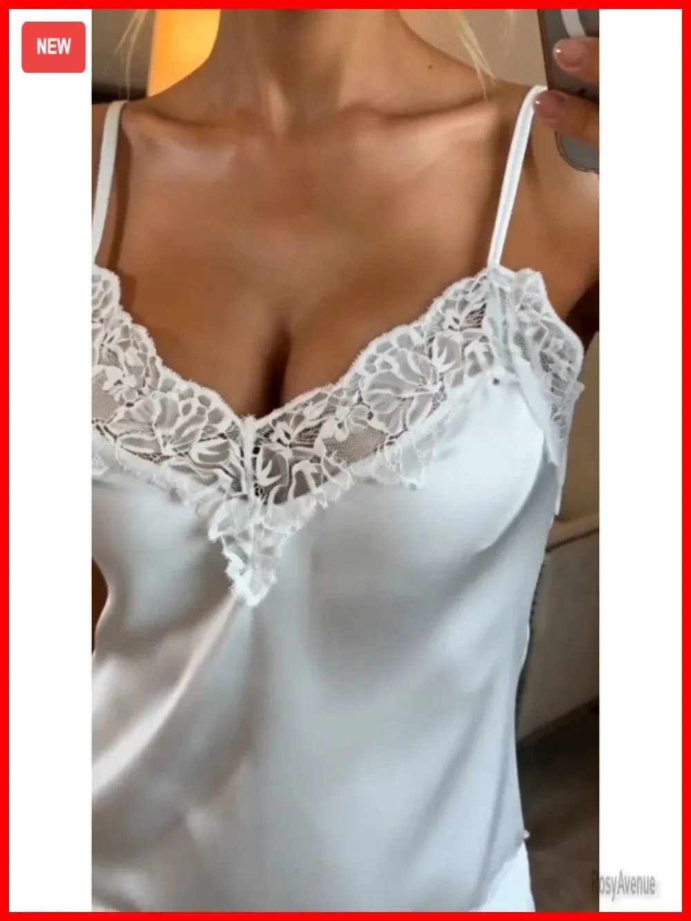 Silk Pajama Set with Lace Trim, Adjustable Straps, V-Neck, Satin Sleepwear